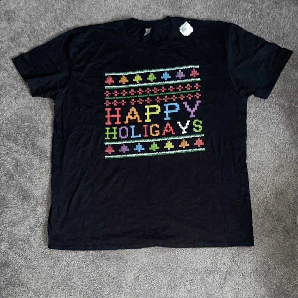 Men's Size 2X holiday shirt Happy Holigays